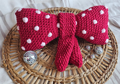 Valentines Polka Dot Bow Pillow