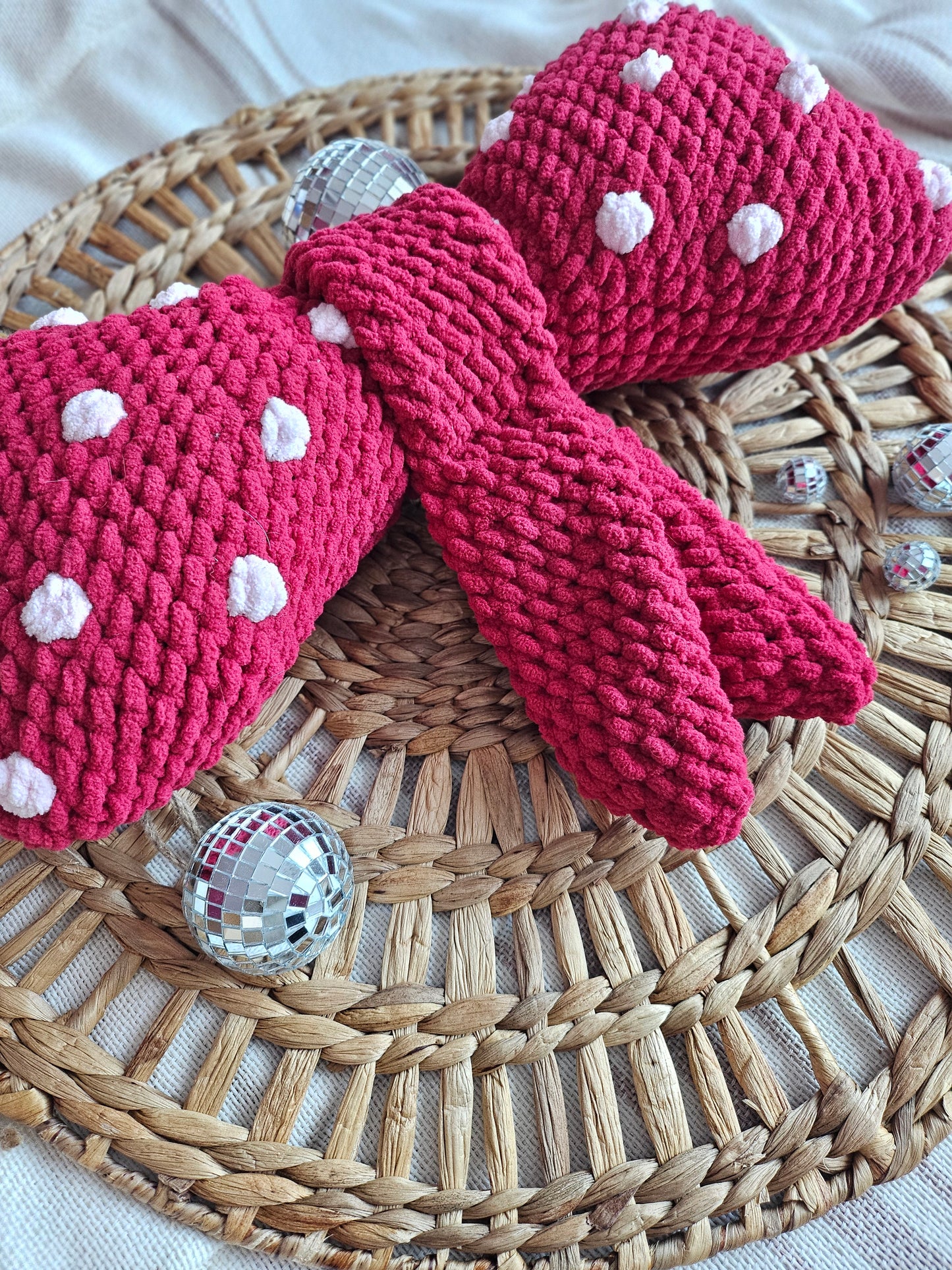 Valentines Polka Dot Bow Pillow